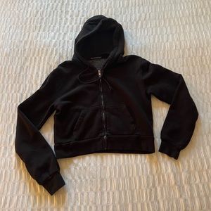 Brandy Melville black cropped zip up hoodie